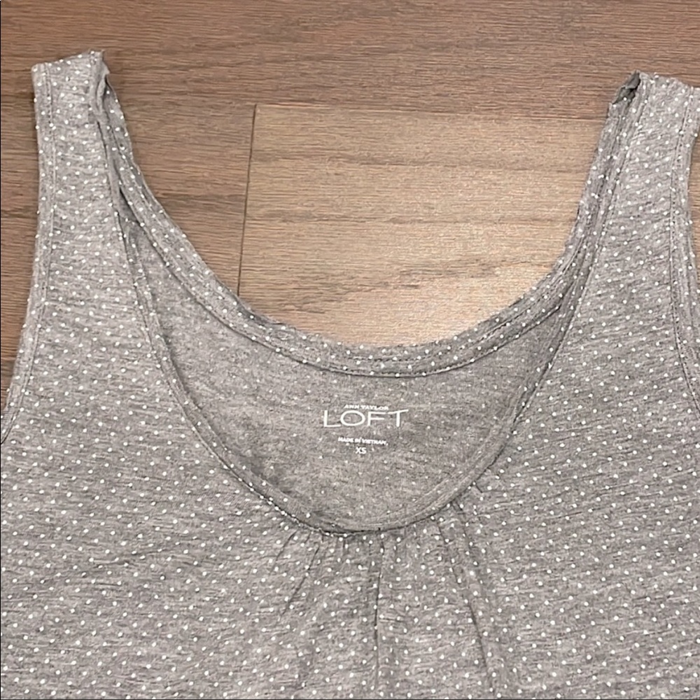 LOFT Grey and White Polka Dot Tank - Size XS - Picture 3 of 7